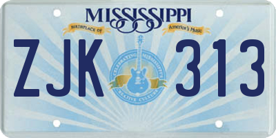 MS license plate ZJK313