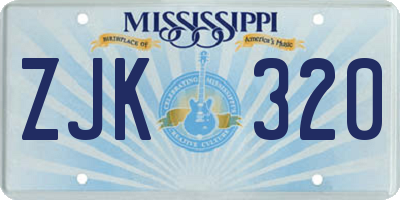 MS license plate ZJK320