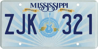 MS license plate ZJK321
