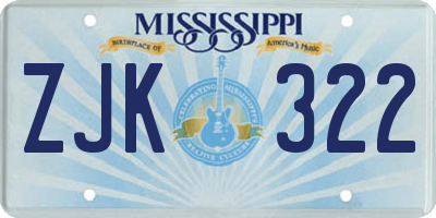MS license plate ZJK322