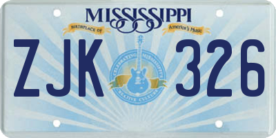 MS license plate ZJK326