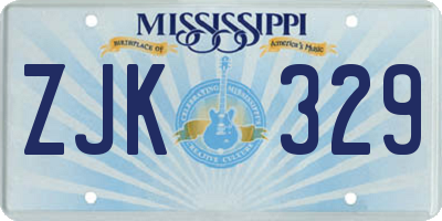 MS license plate ZJK329