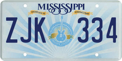 MS license plate ZJK334