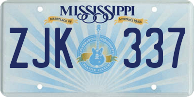 MS license plate ZJK337