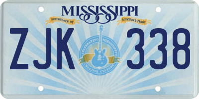 MS license plate ZJK338