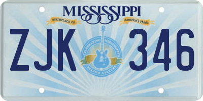 MS license plate ZJK346