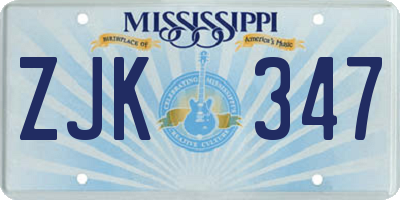 MS license plate ZJK347