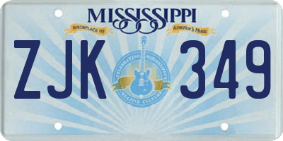 MS license plate ZJK349