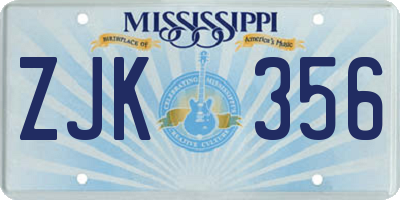 MS license plate ZJK356