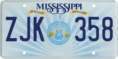 MS license plate ZJK358