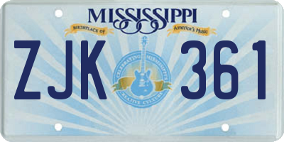 MS license plate ZJK361