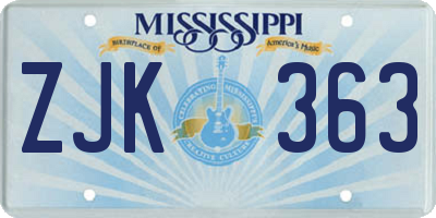 MS license plate ZJK363