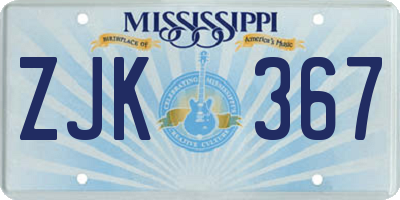 MS license plate ZJK367