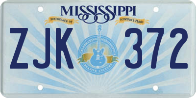 MS license plate ZJK372
