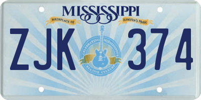 MS license plate ZJK374