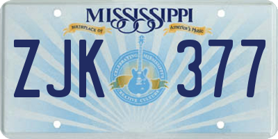 MS license plate ZJK377