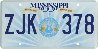 MS license plate ZJK378