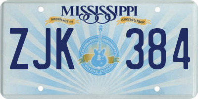 MS license plate ZJK384