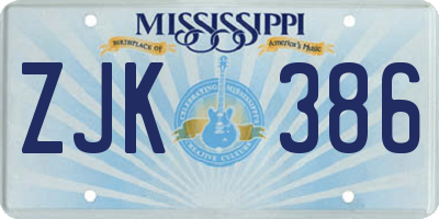 MS license plate ZJK386