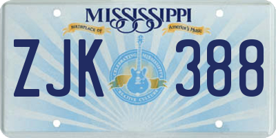 MS license plate ZJK388
