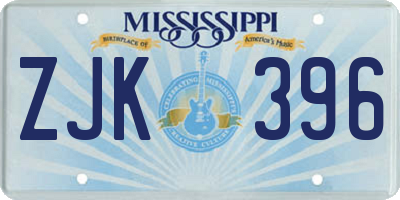 MS license plate ZJK396