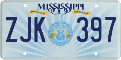 MS license plate ZJK397