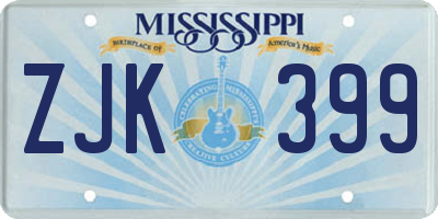 MS license plate ZJK399