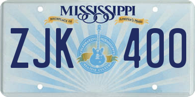 MS license plate ZJK400