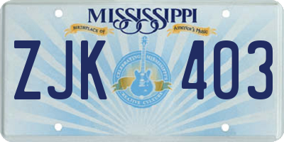 MS license plate ZJK403