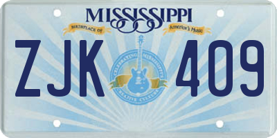 MS license plate ZJK409