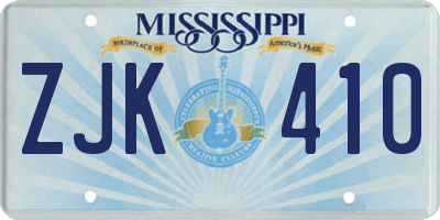 MS license plate ZJK410
