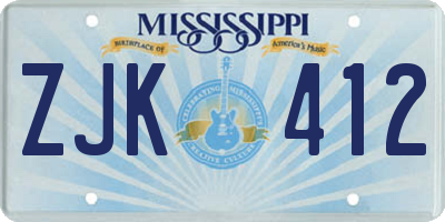 MS license plate ZJK412