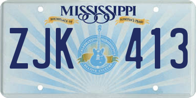 MS license plate ZJK413