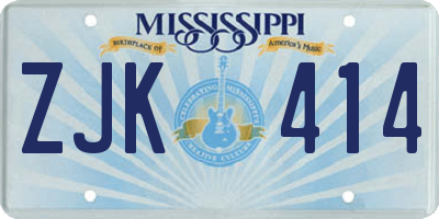 MS license plate ZJK414