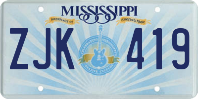 MS license plate ZJK419