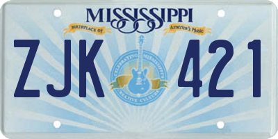 MS license plate ZJK421