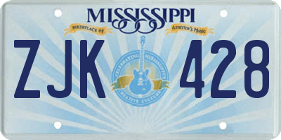 MS license plate ZJK428