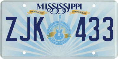 MS license plate ZJK433