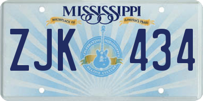 MS license plate ZJK434