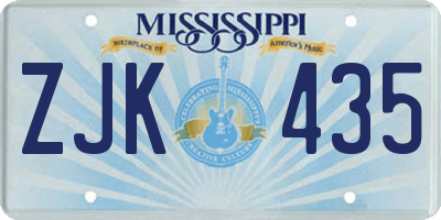MS license plate ZJK435