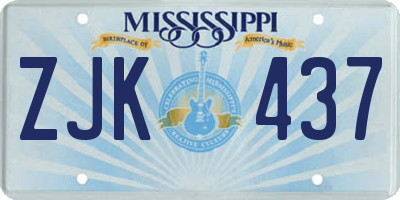 MS license plate ZJK437