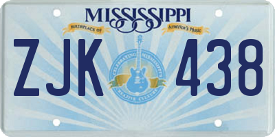 MS license plate ZJK438