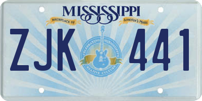 MS license plate ZJK441