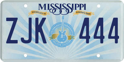 MS license plate ZJK444
