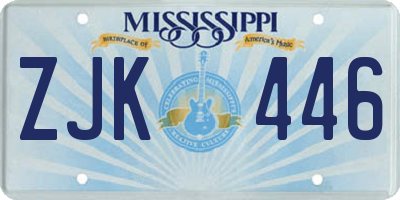 MS license plate ZJK446