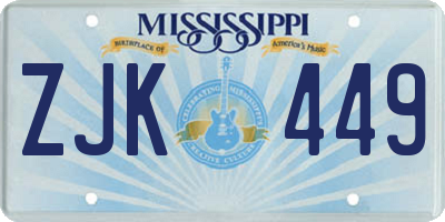 MS license plate ZJK449