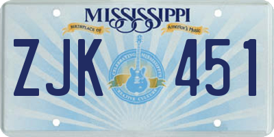 MS license plate ZJK451