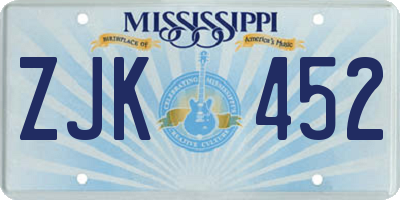 MS license plate ZJK452