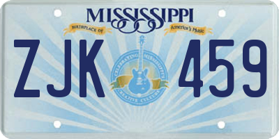 MS license plate ZJK459