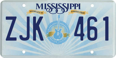 MS license plate ZJK461